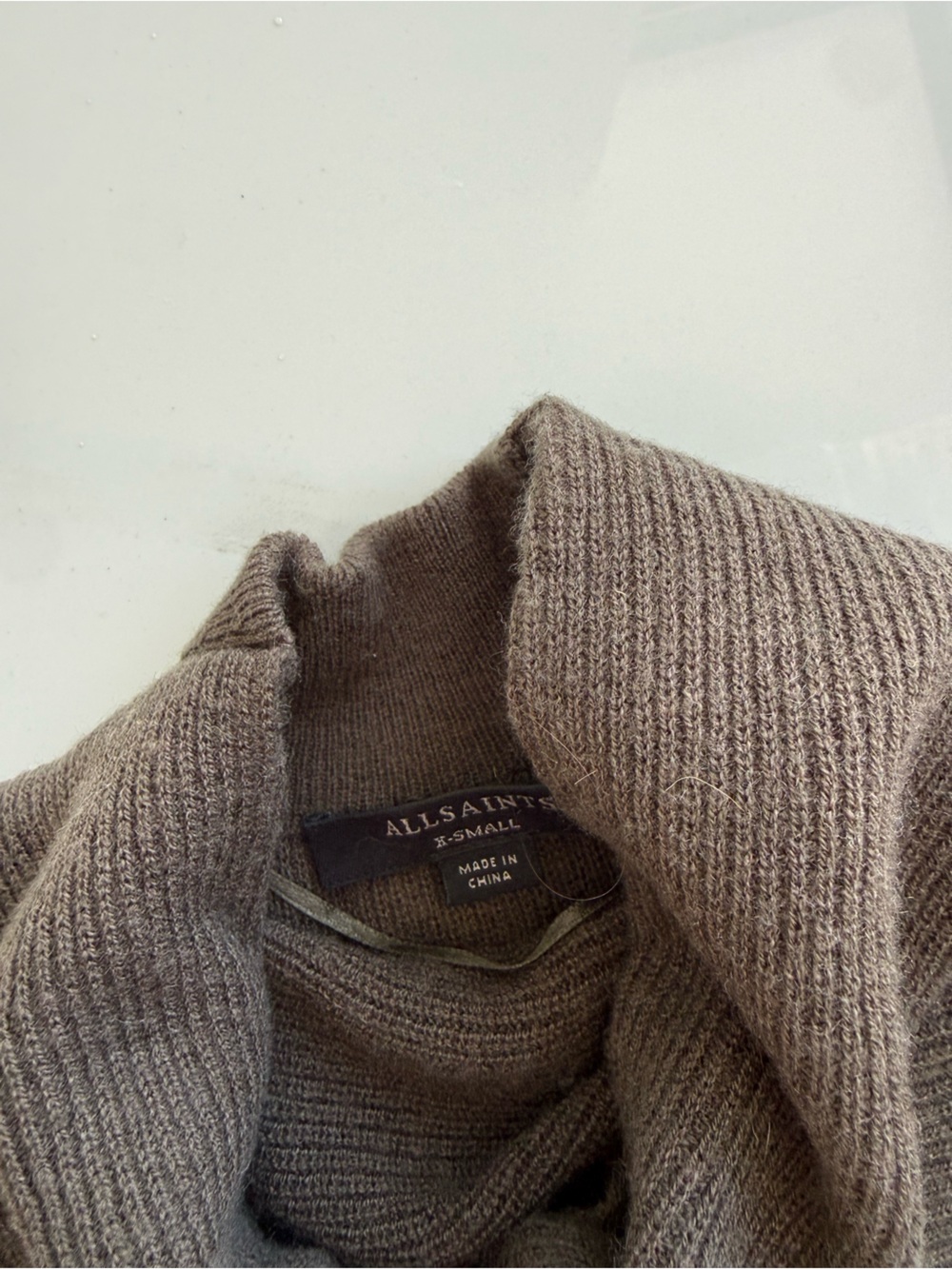 Allsaints mini sweater turtleneck dress in Khaki, small - Picture 4 of 4